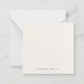 Eleganter Minimalistischer Personalisierter Linen  Mitteilungskarte (Vorderseite)