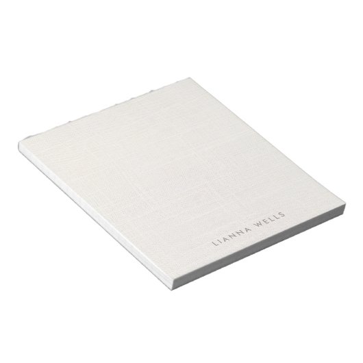 Eleganter Minimalistischer Personalisierter Linen  Notizblock (angewinkelt)