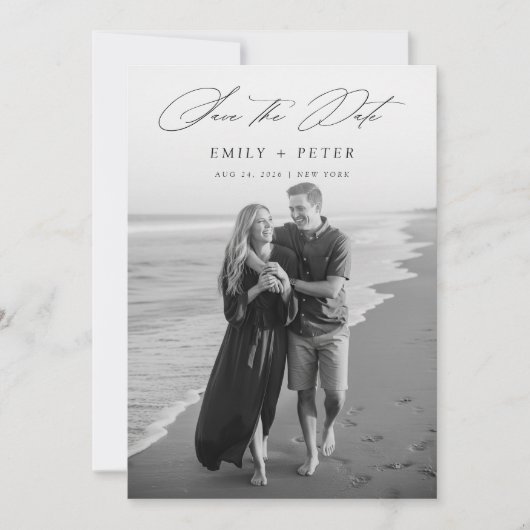 Eleganter Minimalistischer QR-Code 2 Foto Save the Einladung (Vorderseite)