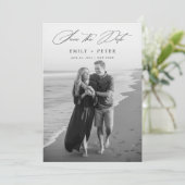 Eleganter Minimalistischer QR-Code 2 Foto Save the Einladung (Stehend Vorderseite)