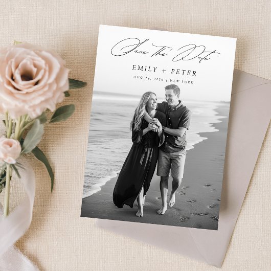 Eleganter Minimalistischer QR-Code 2 Foto Save the Einladung