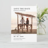 Eleganter Minimalistischer QR-Code eines Fotos Save The Date (Stehend Vorderseite)