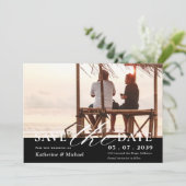 Eleganter Minimalistischer QR-Code eines Fotos Save The Date (Stehend Vorderseite)