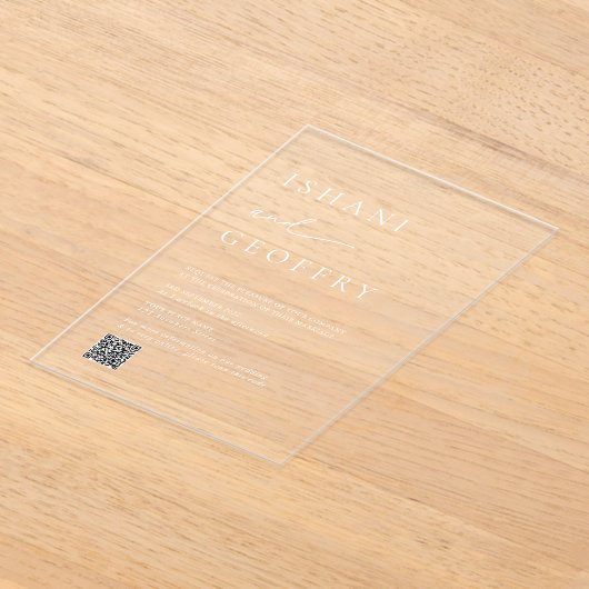 Eleganter Minimalistischer QR-Code für transparent Acryleinladungen (Ablage )