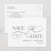 Eleganter Minimalistischer QR-Code Save the Date f Postkarte (Vorne/Hinten)
