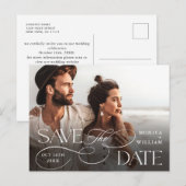 Eleganter Minimalistischer QR-Code Save the Date f Postkarte (Vorne/Hinten)