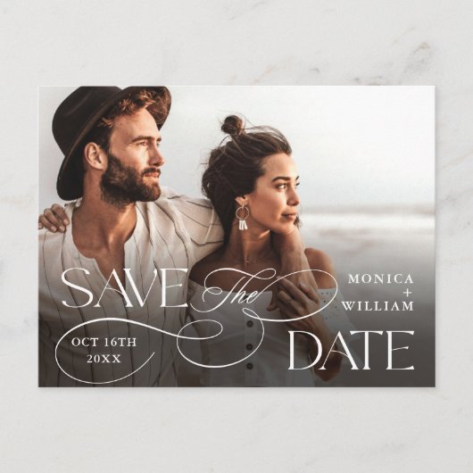 Eleganter Minimalistischer QR-Code Save the Date f Postkarte (Vorderseite)