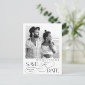 Eleganter Minimalistischer QR-Code Save the Date f Postkarte (Stehend Vorderseite)