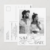 Eleganter Minimalistischer QR-Code Save the Date f Postkarte (Vorne/Hinten)