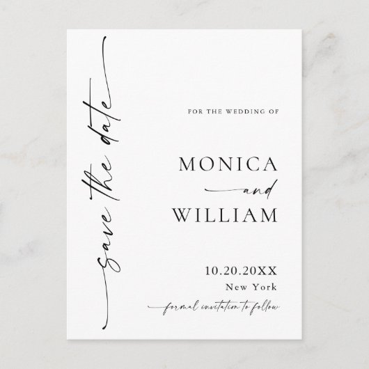 Eleganter Minimalistischer QR-Code Save the Date f Postkarte (Vorderseite)