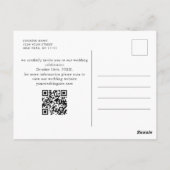 Eleganter Minimalistischer QR-Code Save the Date f Postkarte (Rückseite)
