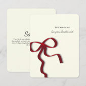 Eleganter Minimalistischer Red Bow Bridesmaid-Vors Einladung (Vorne/Hinten)