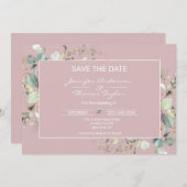 Eleganter Minimalistischer Rosa Flat Save the Date (Vorne/Hinten)