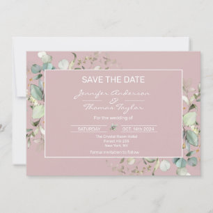Eleganter Minimalistischer Rosa Flat Save the Date
