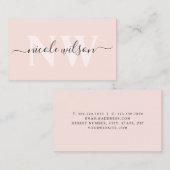 Eleganter minimalistischer Rosa-Monogramm-Name Visitenkarte (Vorne/Hinten)