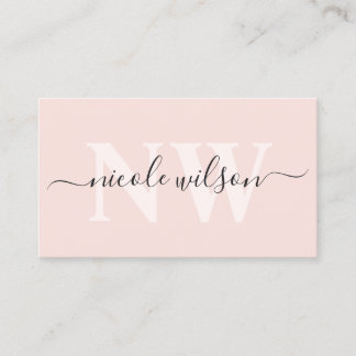 Eleganter minimalistischer Rosa-Monogramm-Name Visitenkarte