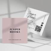 Eleganter Minimalistischer Rosa QR-Code Quadratische Visitenkarte