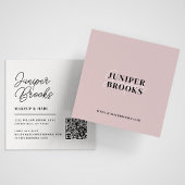 Eleganter Minimalistischer Rosa QR-Code Quadratische Visitenkarte