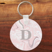 Eleganter minimalistischer Rosa-weißer Marmor Schlüsselanhänger (Vorderseite)