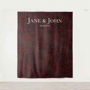 Eleganter Minimalistischer roter Leopard Hintergru Wandteppich
