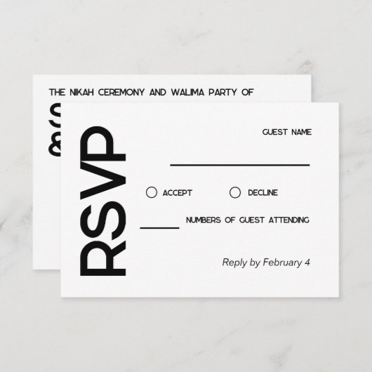 Eleganter Minimalistischer RSVP (Vorne/Hinten)