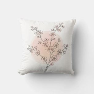 Eleganter minimalistischer Sakura-Kirschblüten-Aqu Kissen