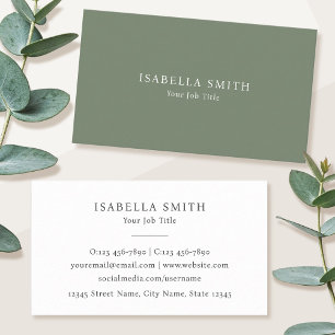 Eleganter Minimalistischer Salbei Grün Ausgefeilt Visitenkarte