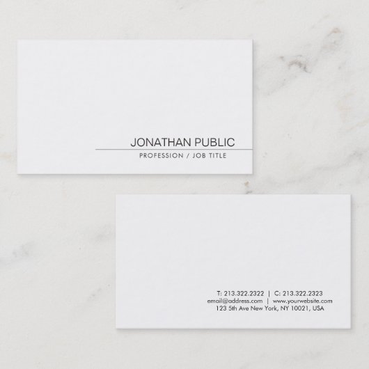 Eleganter Minimalistischer sauberer Schlicht Moder Visitenkarte (Vorne/Hinten)
