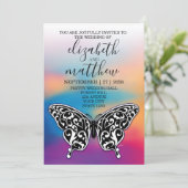 Eleganter Minimalistischer Schmetterling und Sonne Einladung (Stehend Vorderseite)