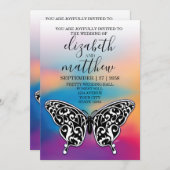 Eleganter Minimalistischer Schmetterling und Sonne Einladung (Vorne/Hinten)