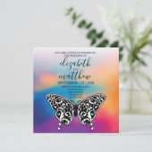 Eleganter Minimalistischer Schmetterling und Sonne Einladung (Stehend Vorderseite)