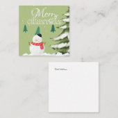 Eleganter minimalistischer Schneemann-Grünbaum Xma Mitteilungskarte (Vorne/Hinten)