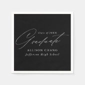 Eleganter Minimalistischer Schwarz-Weiß-Abschluss Serviette (Vorderseite)