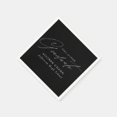 Eleganter Minimalistischer Schwarz-Weiß-Abschluss Serviette (Ecke)