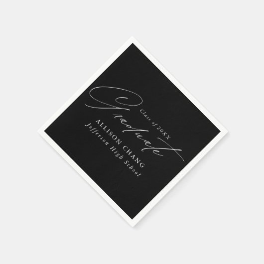 Eleganter Minimalistischer Schwarz-Weiß-Abschluss Serviette (Ecke)