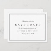Eleganter minimalistischer Schwarz-Weiß-Stil Save  Ankündigungspostkarte (Vorne/Hinten)