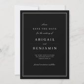 Eleganter minimalistischer Schwarz-Weiß-Stil Save Save The Date (Vorderseite)