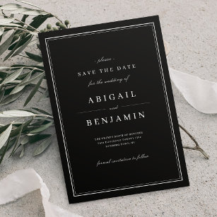 Eleganter minimalistischer Schwarz-Weiß-Stil Save  Save The Date