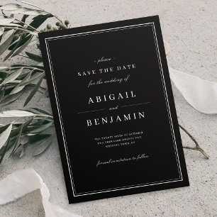 Eleganter minimalistischer Schwarz-Weiß-Stil Save  The Date