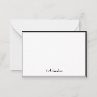 Eleganter minimalistischer Schwarz-Weiß-Zweirand Mitteilungskarte