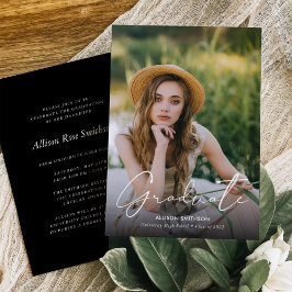 Eleganter Minimalistischer Schwarz-weißer Abschlus Einladung