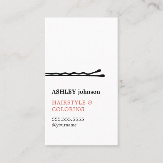 Eleganter Minimalistischer Schwarz-weißer Friseur Visitenkarte (Vorderseite)