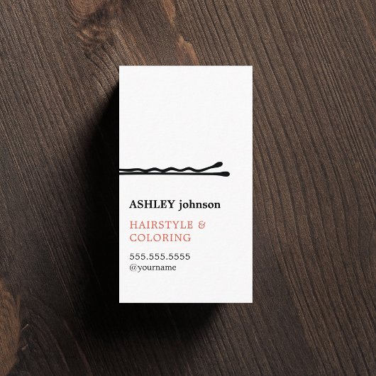 Eleganter Minimalistischer Schwarz-weißer Friseur Visitenkarte