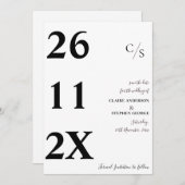 Eleganter Minimalistischer, Schwarz-weißer Schrift Save The Date (Vorne/Hinten)