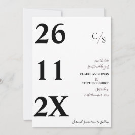 Eleganter Minimalistischer, Schwarz-weißer Schrift Save The Date