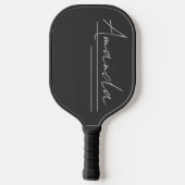 Eleganter Minimalistischer Schwarz-weißer Skriptna Pickleball Schläger (Rückseite)