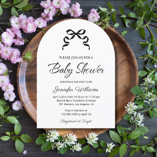 eleganter minimalistischer schwarzer Band Baby-Par Einladung