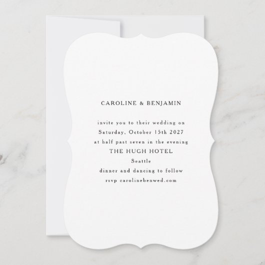 Eleganter, Minimalistischer Schwarzer Text Einladung (Vorderseite)