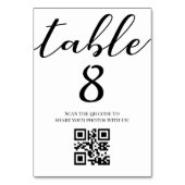 eleganter minimalistischer Script-Hochzeit qr-Code Tischnummer (Vorderseite)