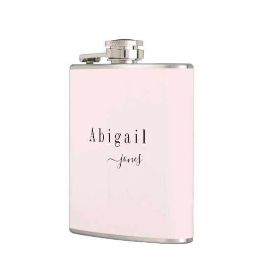 Eleganter Minimalistischer Skriptname Personalisie Flachmann (Links)